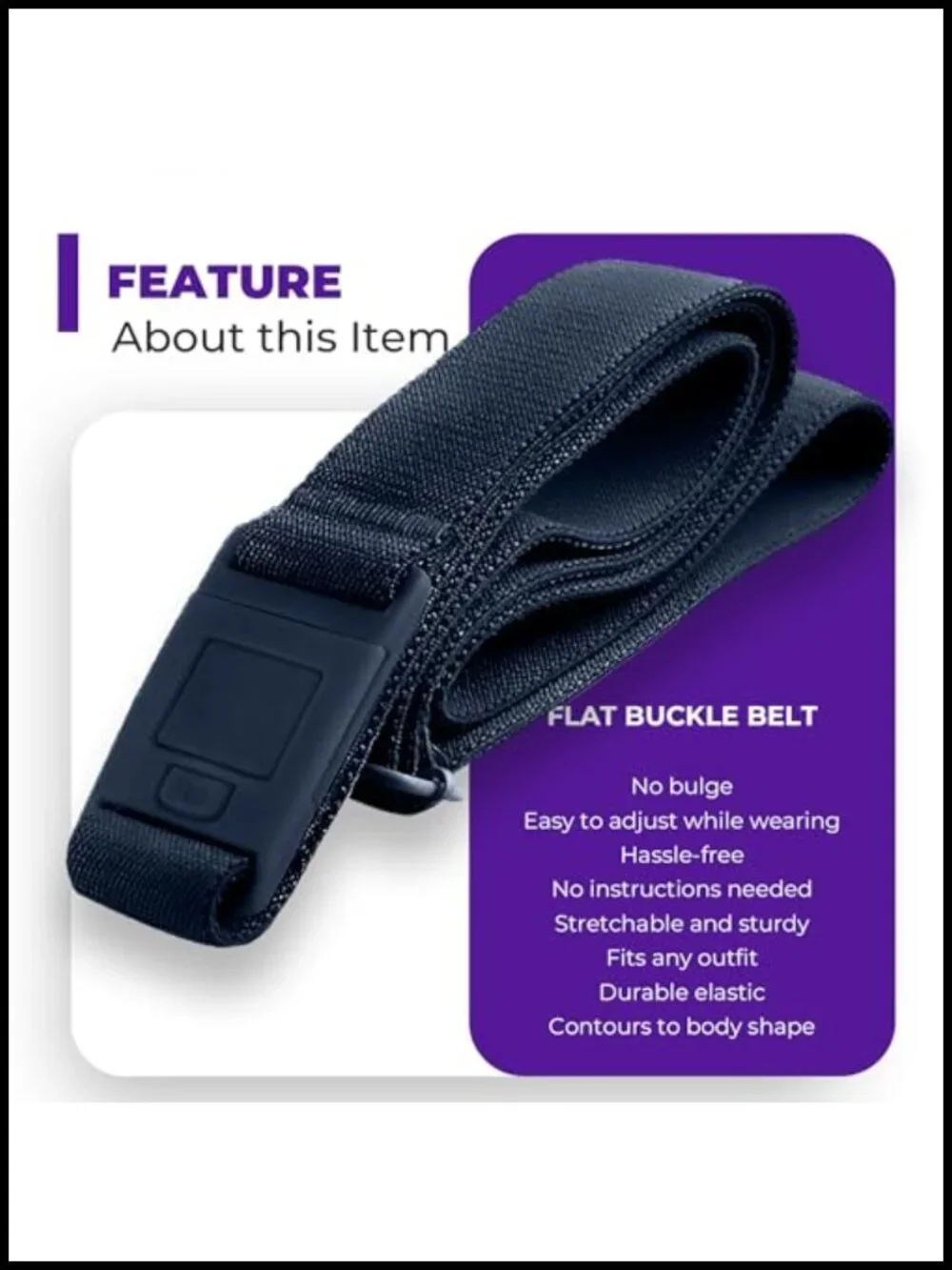 Thin Elastic Stretch Belt for Women, Low Profile Flat Buckle, No Show